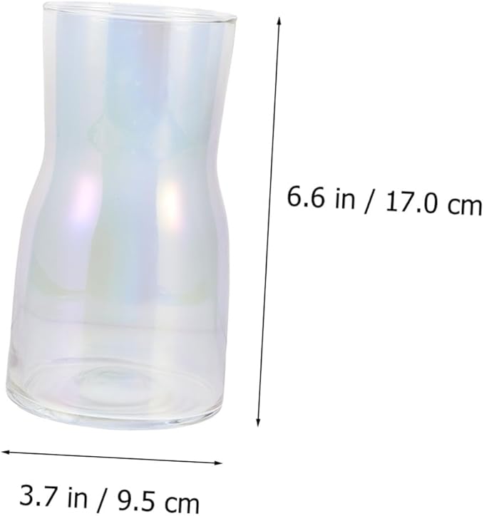 Alipis Transparent Iridescent Glass Vase for Hydroponic Flower Arrangements DIY Decorative Floral Holder for Home Office and Exhibition Display Odorless Material