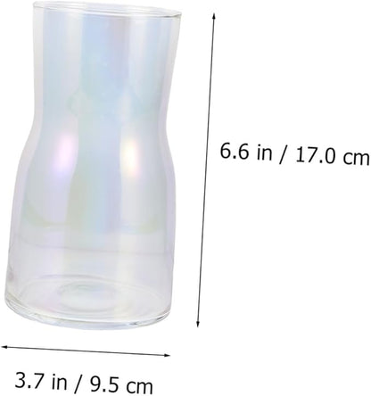 Alipis Transparent Iridescent Glass Vase for Hydroponic Flower Arrangements DIY Decorative Floral Holder for Home Office and Exhibition Display Odorless Material