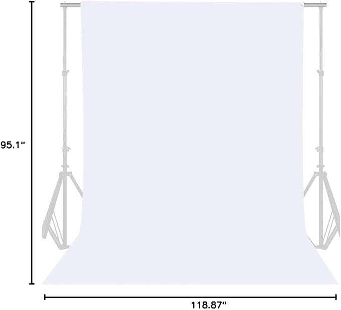 GFCC 8FTX10FT White Backdrop Background for Photography Photo Booth Backdrop for Photoshoot Background Screen Video Recording Parties Curtain
