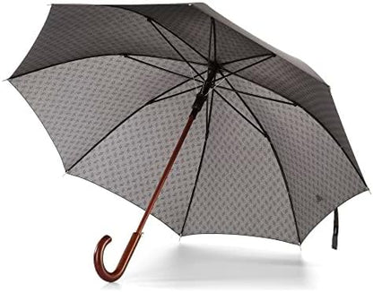 Totes Eco Auto Open Umbrella Classic Wooden J Stick Handle with Easy Grip - Windproof, Rainproof and Durable Canopy Design – Versatile Travel, Perfect for Rainy Days