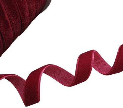 Chenkou Craft Dark Red 25 Yards 1/8" 3mm Velvet Ribbon Lots Bulk (Dark red, 1/8"(3mm))