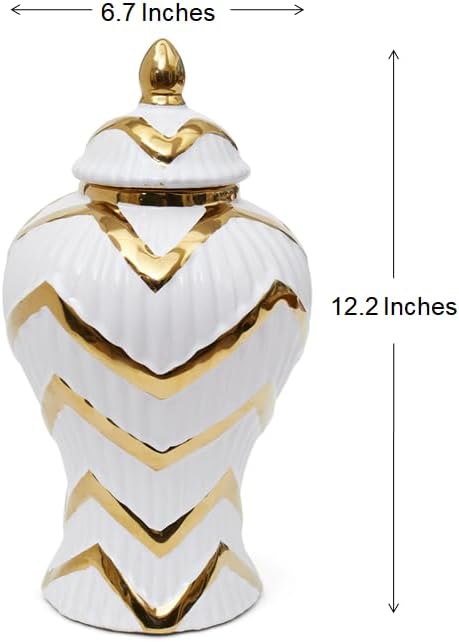 Vase 12.2 Inch White and Gold for Home Decor