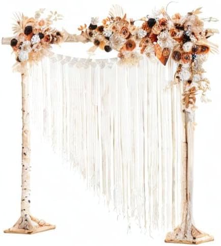 Ling's moment Hanging Artificial Wedding Arch Flowers, Orange Floral Arrangements with Tassel Sequins Rose Ceremony Arbor Reception Backdrop Decorations Outdoor Swag Garland Garden Decor