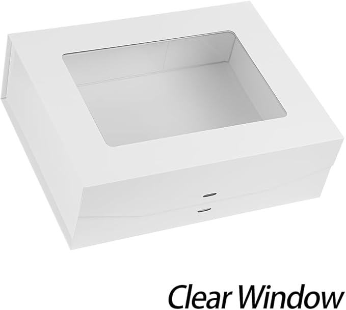 White Extra Large Gift Box for Presents with Ribbon 16.5x13x5.3 Inches Clear Gift Box with Window Magnetic Closure Gift Boxes with Lids
