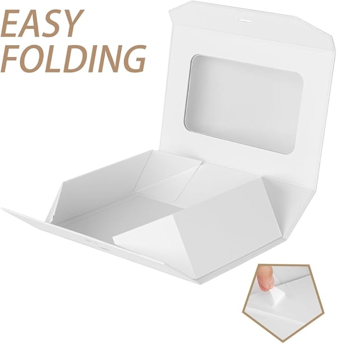 3 Pcs Extra Large White Gift Box White for Presents with Ribbon 19x16x6 Inches Clear Gift Box with Window Magnetic Closure Gift Boxes with Lids
