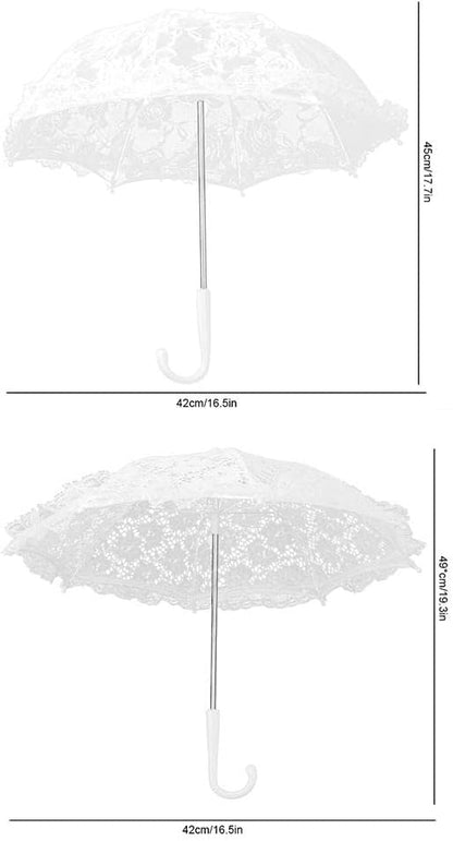 Hilitand Lace Umbrella White Embroidery Fashion Romantic Wedding Party Photography Decoration Umbrella Lightweight Mesh Parasol Lace Umbrella