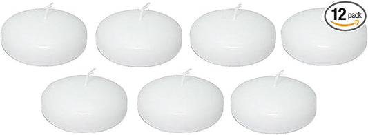 D'light Online Large White Floating Candles 3 Inch Wax Discs for Events, Weddings, Spa, Home Decor, Special Occasions, Cylinder Vases, Centerpieces, Pool and Holidays (Large - 3" (Set of 12), White)