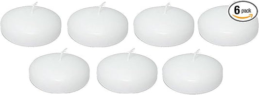 D'light Online Large White Floating Candles 3 Inch Wax Discs for Events, Weddings, Spa, Home Decor, Special Occasions, Cylinder Vases, Centerpieces, Pool and Holidays (Large - 3" (Set of 6), White)