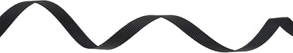 Solid Grosgrain Ribbon 25 Yard Each Roll 100% Polyester Woven Edge (1/4", Black)