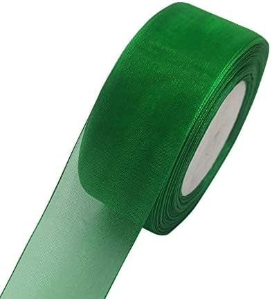 Chenkou Craft Solid Organza Ribbon 1 Roll 50 Yards Christmas Green 2" (50mm) Birthday Craft Bow Party Decoration Packing Ribbons (Green, 2"(50mm))
