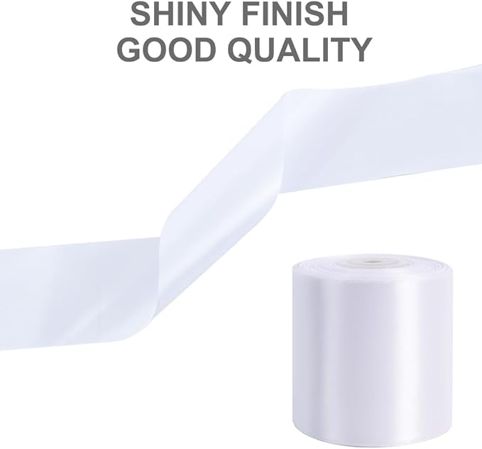 TONIFUL White Satin Ribbon 3 Inch X 25yds Solid Silk Ribbons for Gift Wrapping, Craft, Floral Bouquets, Valentine's Day Christmas Gift Wrapping, Party Wedding Decoration,Halloween