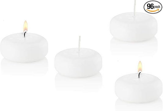 D'light Online Medium Floating Candles 2 3/8 Inch Bulk Pack for Events Floating Candles for Weddings, Spa, Home Decor, Special Occasions and Holiday Decor (Set of 96, White)