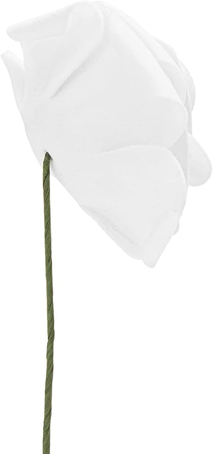 Bright Creations Bright White Roses Artificial Rose Flowers for Wedding Bouquet & Bridal Shower DIY Party Decor - 3 Inch Head, 9 Inch Stem, 60 Pack