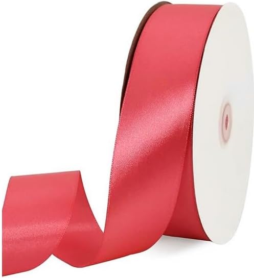TONIFUL 1-1/2 Inch (40mm) x 100 Yards Peach Pink Wide Satin Ribbon Solid Fabric Ribbon for Gift Wrapping Chair Sash Valentine's Day Wedding Birthday Party Decoration Hair Floral Craft Sewing