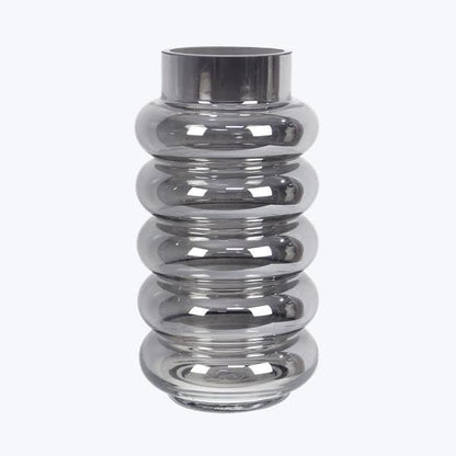 Young's Inc Handblown Mercury Glass Tabletop Vase Smoke Gray