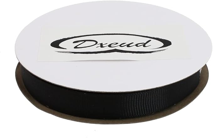 Solid Grosgrain Ribbon 25 Yard Each Roll 100% Polyester Woven Edge (3/8", Black)