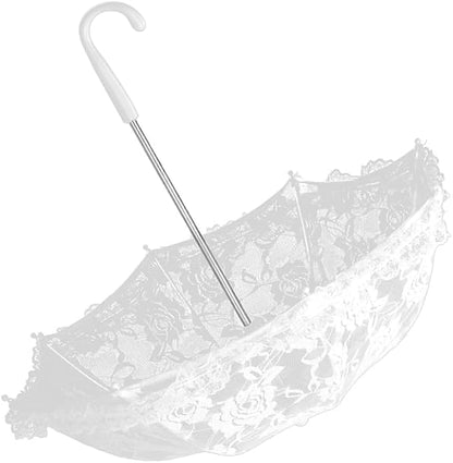 White Lace Embroidery Umbrella, 16.5 X 19.3in Bridal Decorative Photography Craft Sunshade Vintage Parasol Flowers Wedding Pet Decoration Umbrellas for Party Kids Women Photo Shoot Props