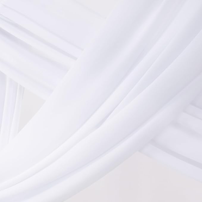 Socomi Wedding Arch Draping Fabric 2 Panels 29" x 19Ft White Sheer Chiffon Curtain Drapes 6 Yards for Wedding Ceremony Birthday Party Decoration