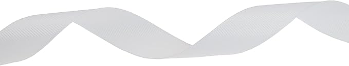 Solid Grosgrain Ribbon 25 Yard Each Roll 100% Polyester Woven Edge (3/4", White)