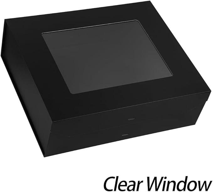 3 Pcs Extra Large Black Gift Box for Presents with Ribbon 19x16x6 Inches Clear Gift Box with Window Magnetic Closure Gift Boxes with Lids