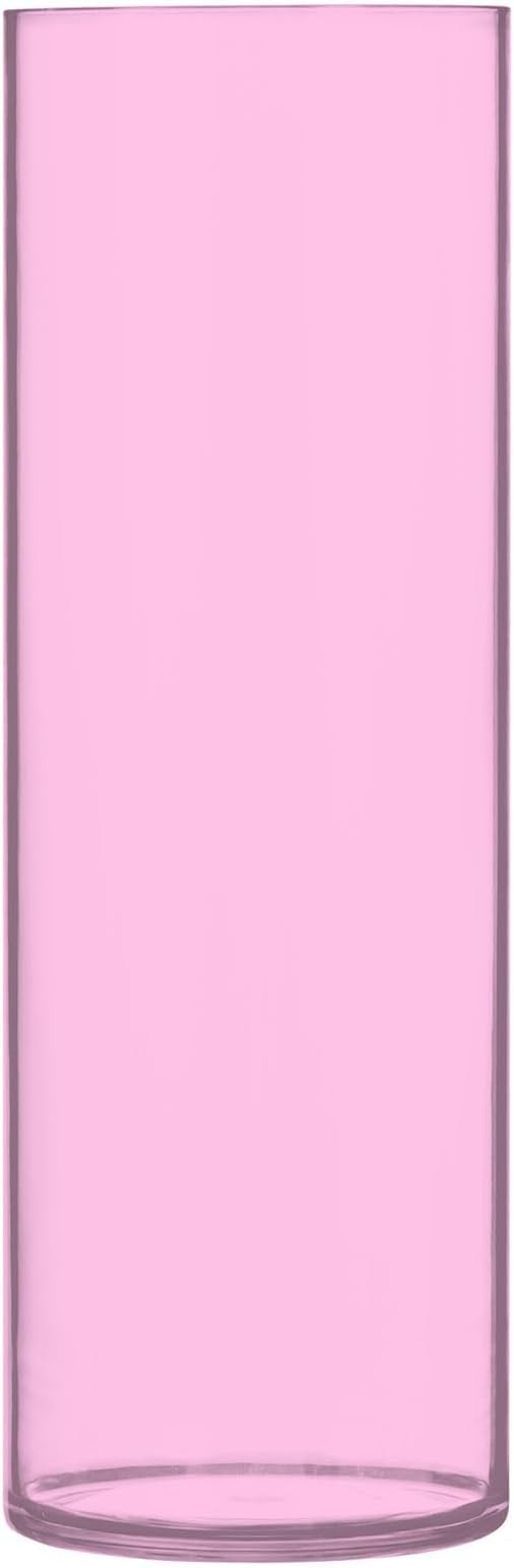 Flower Vase Clear Plastic Cylinder Vases Decor for Centerpieces Home Storage Office Weddings Pink 11.8 x 3.9 in
