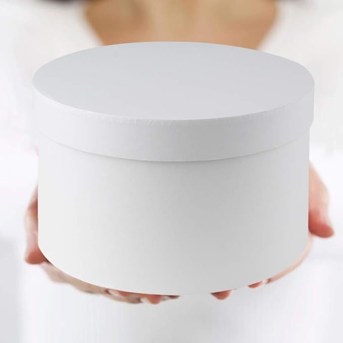 Briful Round Gift Boxes with Lids Set of 4 White Gift Box Assorted Sizes Nesting Gift Boxes for Presents Birthday Bridesmaid Wedding Valentines Christmas Party Favor Boxes