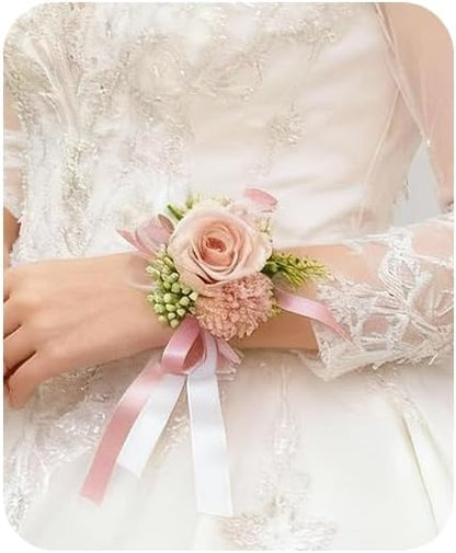 Rose Wrist Corsage Wristlet Band Bracelet Wedding Wrist Corsage Artificial Flowers Bracelet Homecoming Prom Corsages Wristlet for Women Bride Bridesmaid Wedding Prom Anniversary