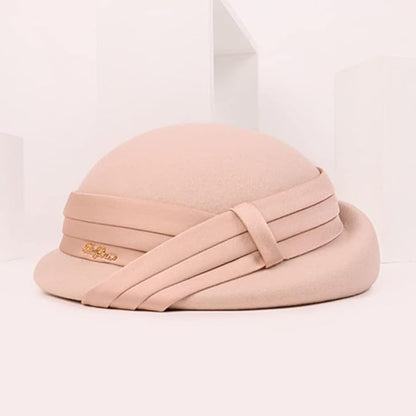 Women Wool Felt Ribbon French Fashion Vintage Millinery Beret Hats Top Cap Ladies Party Wedding Fedoras Chapeau