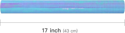LeZakaa Blue Wrapping Paper Roll - Holographic Iridescent Wrapping Paper for Birthday, Valentine's, Mother's Day, Holiday - 17 inches x 32.8 Feet (47.23 sq.ft.)