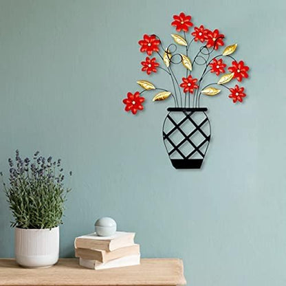 WTXRHW Metal Wall Art Metal Wall Decor Steel Decor - Wall Mount Plant Flower Pot Personalized 3D Metal Wall Decorative Vintage Hanging Art Style for Home Living Room Kitchen Bedroom (18.9 * 23.6in)