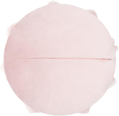 Handmade 3D Flower Throw Pillow Cover Blush Pink Decorative Floral Accent Pillow Case Cute Round Velvet Cushion for Bed Couch Car Chair Bedroom Boho Farmhouse Home Decor Gift 12Inch Rose Gold
