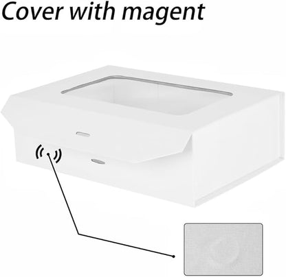 White Gift Box for Presents with Ribbon 10.8x7.5x3.5 Inches Clear Gift Box with Window Magnetic Closure Gift Boxes with Lids