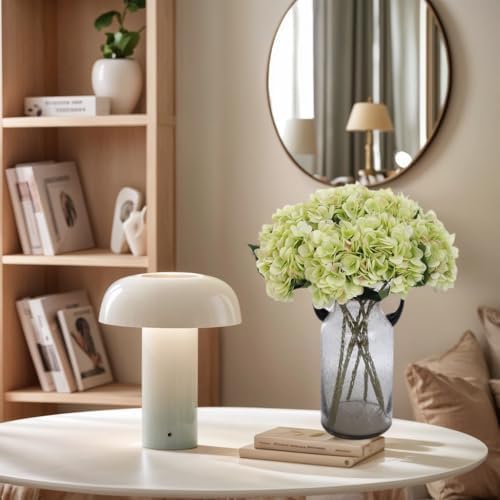 Kimura's Cabin 6pcs Green Silk Hydrangea Flowers Bouquets Faux Hydrangea Stems for Home Wedding Party Table Core Decoration (Lime Green)