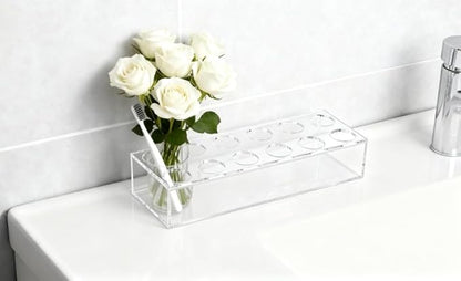 Acrylic Flower Vase Rectangular Centerpiece, 12 Inch Clear Rectangle Floral Vase for Dining Table