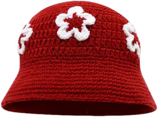 Winter Plush Fuzzy Bucket Hat Flower Fisherman Hats for Women Men Bucket hat