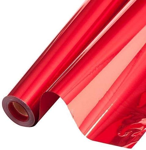 PMU Gift Wrap Mylar Roll Metallic Red 2-sided, 48 Inches X 50 Ft Roll 1.4 Mil Highly Reflective Mylar Film, Great for Gifts, Birthdays, Christmas, Baskets, Arts & Crafts
