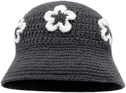 Winter Plush Fuzzy Bucket Hat Flower Fisherman Hats for Women Men Bucket hat