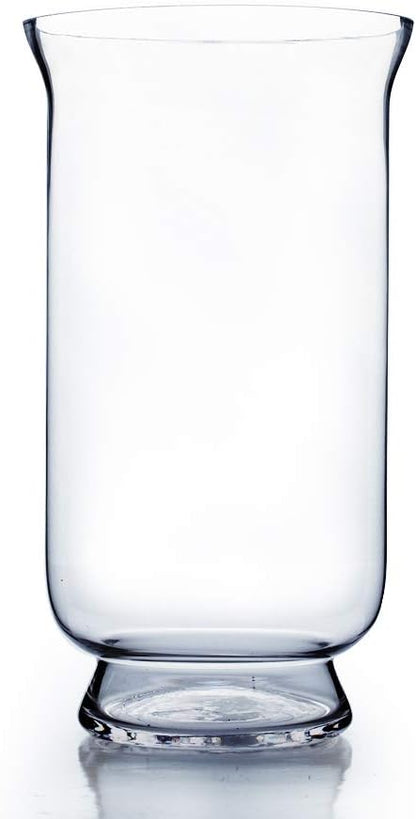 WGV Unique Bouquet Vase, 8" W, 15" H, Clear Tall Hurricane Glass Candle Holder, Floral Planter Terrarium, Home Wedding Event Decor, 1 Piece (VHV0815)