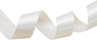 White Double Faced Satin Ribbon for Wedding Decorations 1-1/2 inch Flower Boutique Gift Wrapping Ribbon 1.5inch 50yards Fabric Silk Bow Ribbon for Valentine's Day,DIY Crafts Hair Headband-Sewing