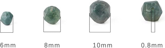 Faceted Natural Moss Agate Stone Round Beads 10mm 36cm/Strand for Jewelry Making
