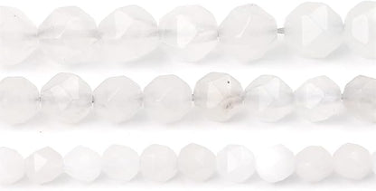 Faceted Natural White Agate Stone Round Beads 10mm 36cm/Strand for Jewelry Making