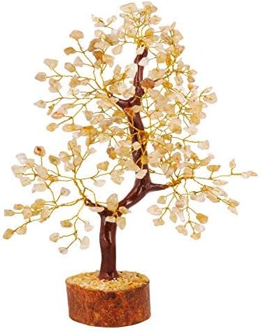 FASHIONZAADI Crystal Tree Gifts for Women, Chakra Healing Citrine Crystals Handmade Money Tree of Life for Home and Office Desk Decoration, Reiki Healing, Good Luck, Positive Energy, Birthday Gifts
