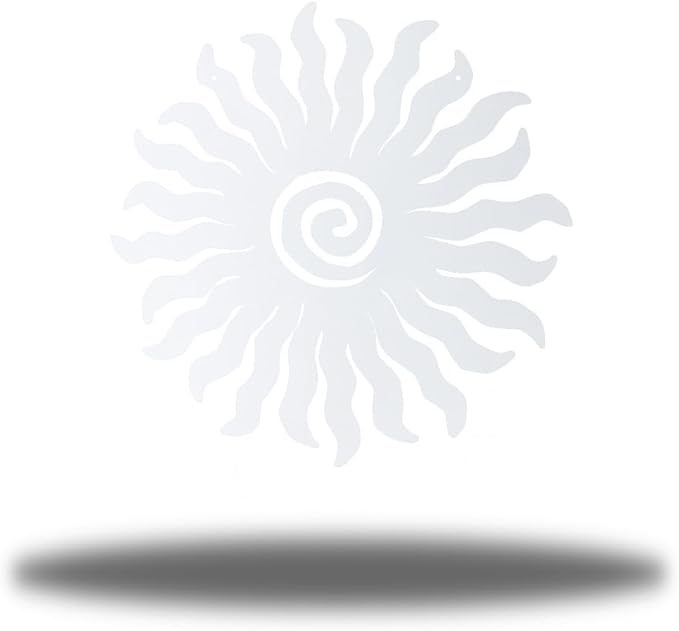 Riverside Designs Sunburst Metal Wall Art Steel Outdoor Decor - Heavy-Duty and Waterproof - Made in USA (12", White)
