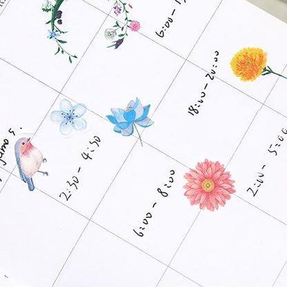 12sheets Watercolor Flower Stickers for Scrapbooking, Fresh Floral Summer Sticker Scrapbooking White Floral Plant Design, Small Decorative Stickers for DIY,Diary Decoration,Books Summer's GIF