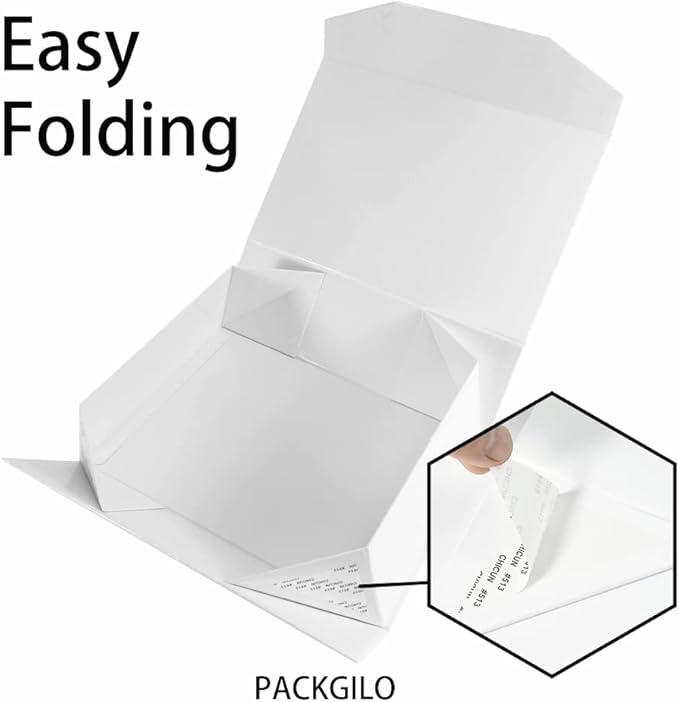 White Extra Large Gift Box with Lid 4 Pcs 16.5 x 13 x 5.3 Inches, Gift Box large White Gift Boxes for Presents Clothes Robe Wedding Dress Sweater,Reusable Foldable Bridesmaid Proposal Box（Glossy）