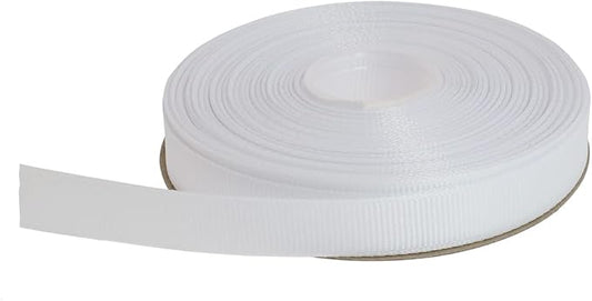 Solid Grosgrain Ribbon 25 Yard Each Roll 100% Polyester Woven Edge (3/8", White)