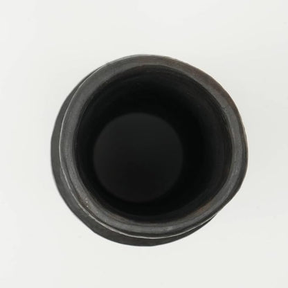Handmade Longpi Black Pottery Vase Traditional Clay Art Piece for Home Decor and Flower Arrangement