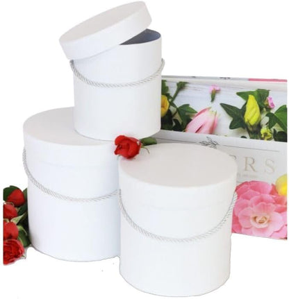 UNIKPACKAGING Premium Quality Round Flower Box, Gift Boxes for Luxury Flower and Gift Arrangements, Set of 3 pcs (White)