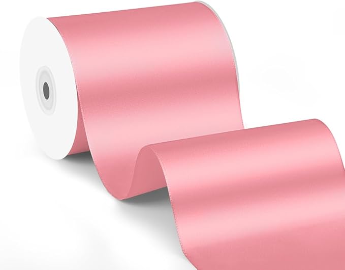 4" x 25 Yards Satin Ribbon, Rose Gold Silk Ribbon Ideal for Gift Wrapping, Floral Bouquets, Crafts, Wedding Party Decorations, Christmas and Sewing Projects
