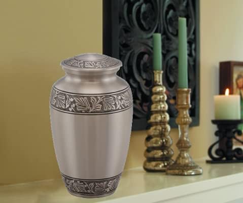 MEMORIALS 4U Custom Engraved Cremation Urn - Handcrafted Urn for Human Ashes - Affordable Urn for Ashes with Velvet Bag (Classic Pewter)